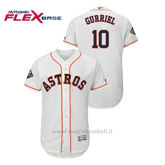 Maglia Baseball Uomo Houston Astros 10 Yuli Gurriel 2019 World Series Bound Flex Base Bianco